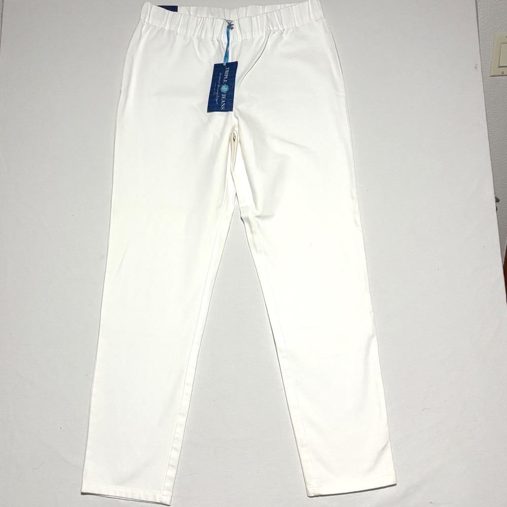 New Soft Surroundings Triple S Jeans Women XLTall White Slimming Support Pull On